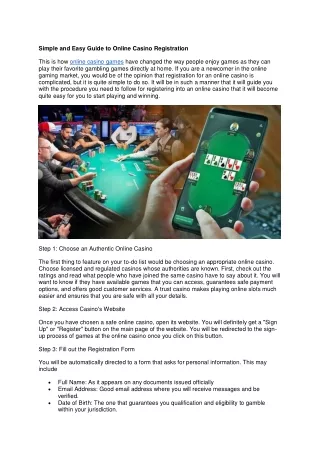 Simple and Easy Guide to Online Casino Registration