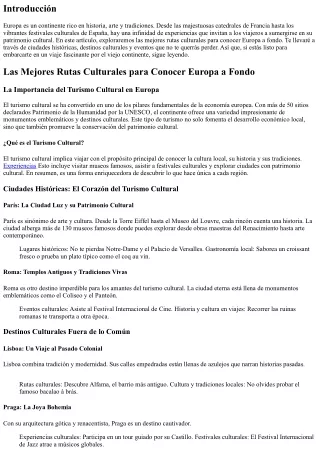 **Las Mejores Rutas Culturales para Conocer Europa a Fondo**