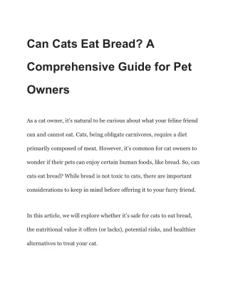 Can Cats Eat Bread? Everything You Need to Know About Feeding Bread to Your Cat