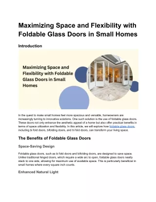 Maximizing Space and Flexibility with Foldable Glass Doors in Small Homes