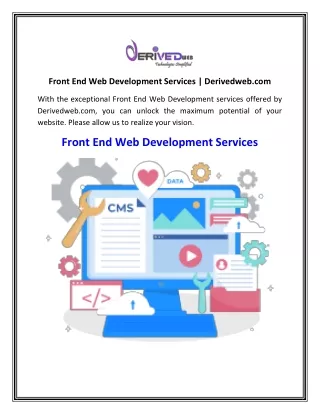 Front End Web Development Services  Derivedweb.com