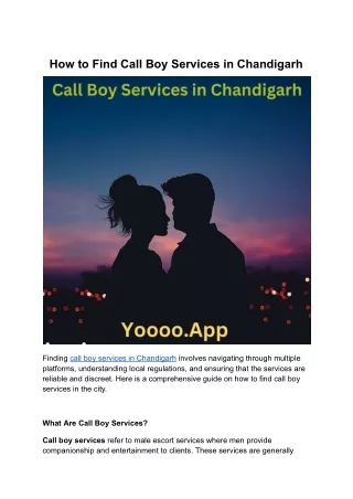 How to Find Call Boy Services in Chandigarh: Quick Guide