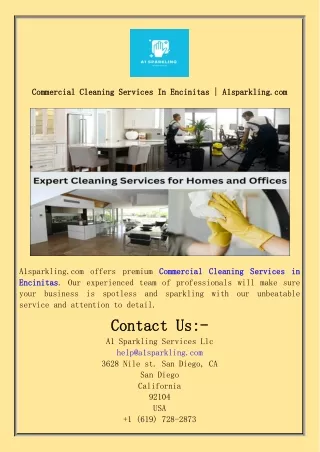 Commercial Cleaning Services In Encinitas  A1sparkling.com