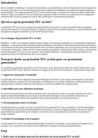 Présentoir PLV en bois : une solution idéale pour les promotions ponctuelles