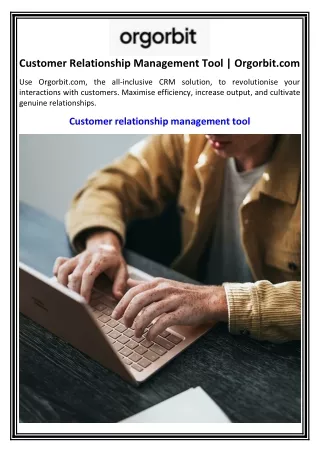 Customer Relationship Management Tool  Orgorbit.com