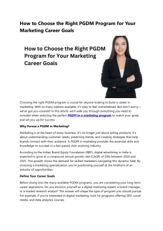 How to Choose the Right PGDM Program for Your Marketing Career Goals