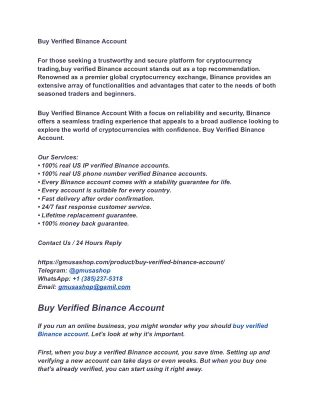 Buy Verified Binance Account