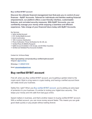 Buy verified BYBIT account