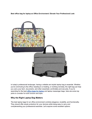 Best office bag for laptop an Office Environment_ Elevate Your Professional Look