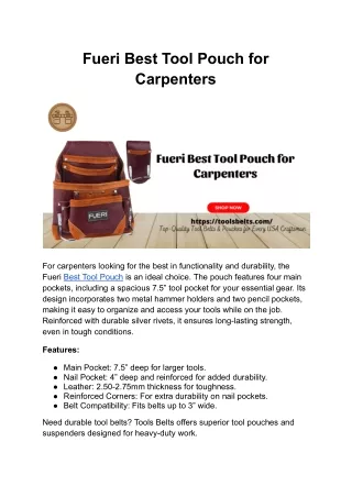 Fueri Best Tool Pouch for Carpenters