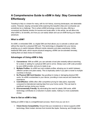 A Comprehensive Guide to eSIM in Italy_ Stay Connected Effortlessly