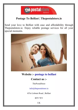 Postage To Belfast   Thepostalstore.ie