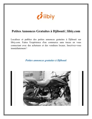 Petites Annonces Gratuites à Djibouti  Iibiy.com