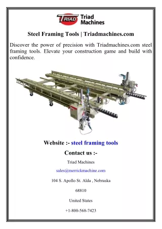 Steel Framing Tools   Triadmachines.com