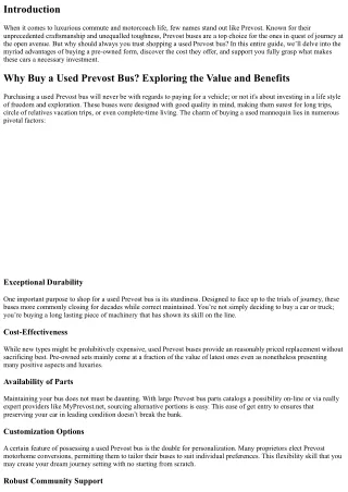 Why Buy a Used Prevost Bus? Exploring the Value and Benefits