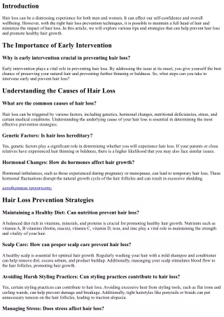 Hair Loss Prevention: Tips for Maintaining a Full Head of Hair