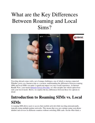 What are the Key Differences Between Roaming and Local Sims