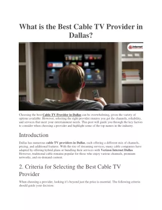 What is the Best Cable TV Provider in Dallas