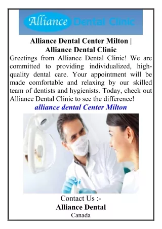 Alliance Dental Center Milton Alliance Dental Clinic