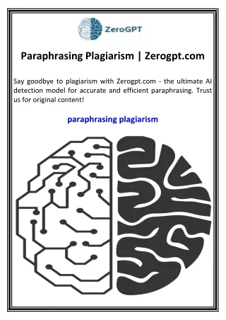 Paraphrasing Plagiarism  Zerogpt.com