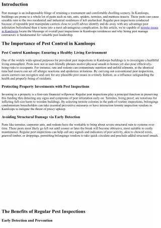 The Benefits of Regular Pest Inspections in Kamloops Properties