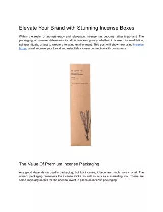 Elevate Your Brand with Stunning Incense Boxes