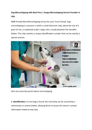 Dog Microchipping with Best Price  Puppy Microchipping Service Provider in USA