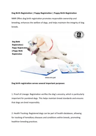 Dog Birth Registration  Puppy Registration  Puppy Birth Registration
