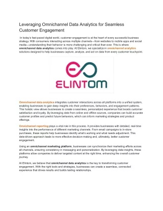 Leveraging Omnichannel Data Analytics for Seamless Customer Engagement