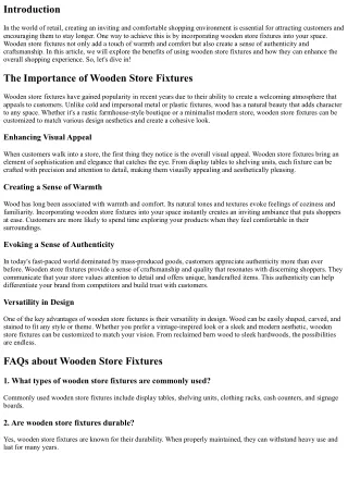 Wooden Store Fixtures: Creating a Sense of Warmth and Comfort