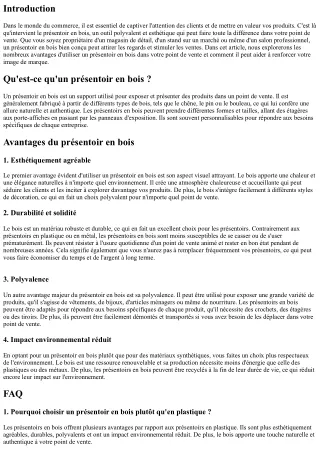 Présentoir en bois : un outil indispensable pour votre point de vente