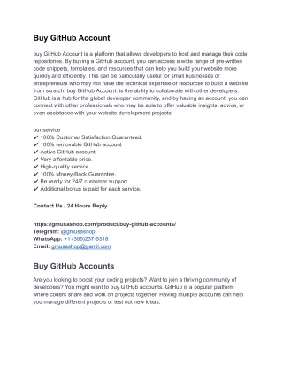Buy GitHub Account