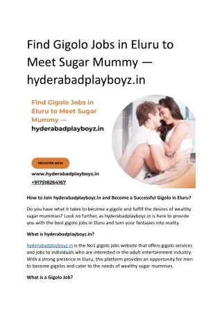 Find Gigolo Jobs in Eluru to Meet Sugar Mummy — hyderabadplayboyz.in