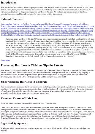 Preventing Hair Loss in Children: Tips for Parents