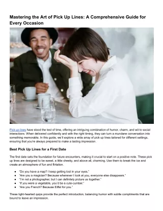 Mastering the Art of Pick Up Lines_ A Comprehensive Guide for Every Occasion