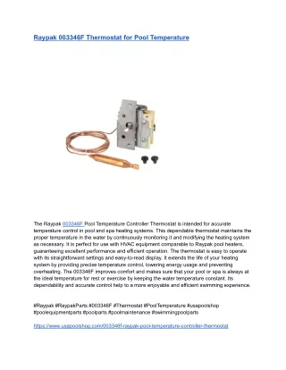 Raypak 003346F Thermostat for Pool Temperature