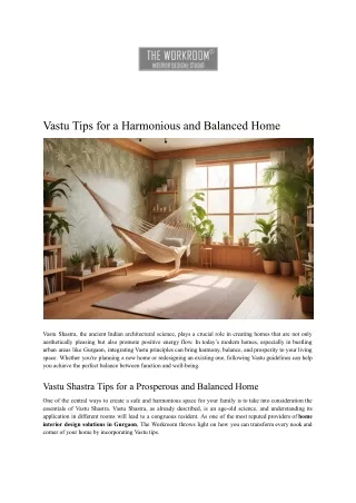 Vastu Tips for a Harmonious and Balanced Home