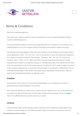 Terms & Conditions - Saatvik Netralaya Complete Eye Care Clinic