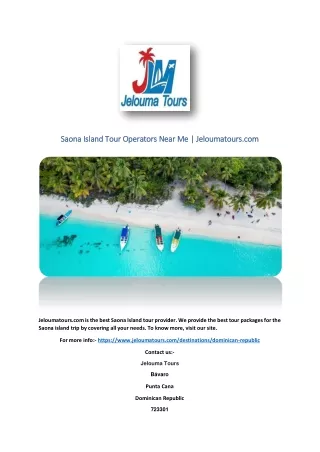 Saona Island Tour Operators Near Me | Jeloumatours.com