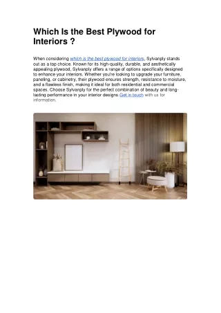 Which Is the Best Plywood for Interiors