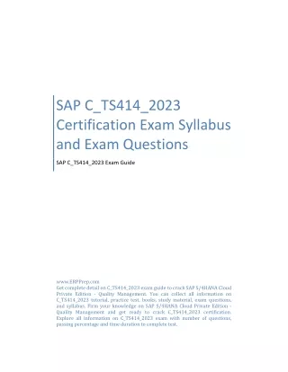 SAP C_TS414_2023 Certification Exam Syllabus and Exam Questions