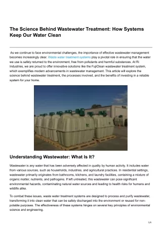 The Science Behind Wastewater Treatment How Systems Keep Our Water Clean