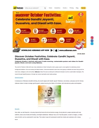 Discover October Festivities, Celebrate Gandhi Jayanti, Dussehra, and Diwali wit