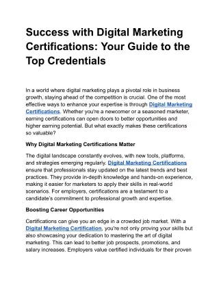 Success with Digital Marketing Certifications: Your Guide to the Top Credentials