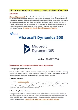 Dynamics 365 Supply Chain Management Training