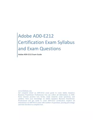 Adobe AD0-E212 Certification Exam Syllabus and Exam Questions