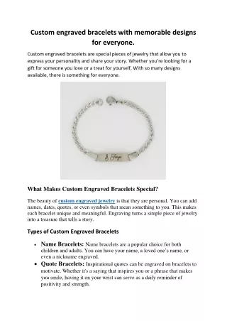 Custom engraved bracelets with memorable designs for everyone