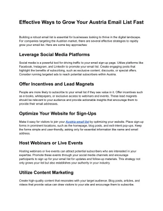 Effective Ways to Grow Your Austria Email List Fast