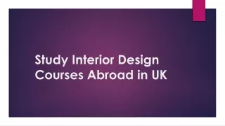 Study Interior Design Courses Abroad in UK