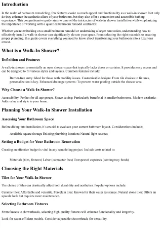 Walk-In Shower Installation: A Step-by-Step Guide